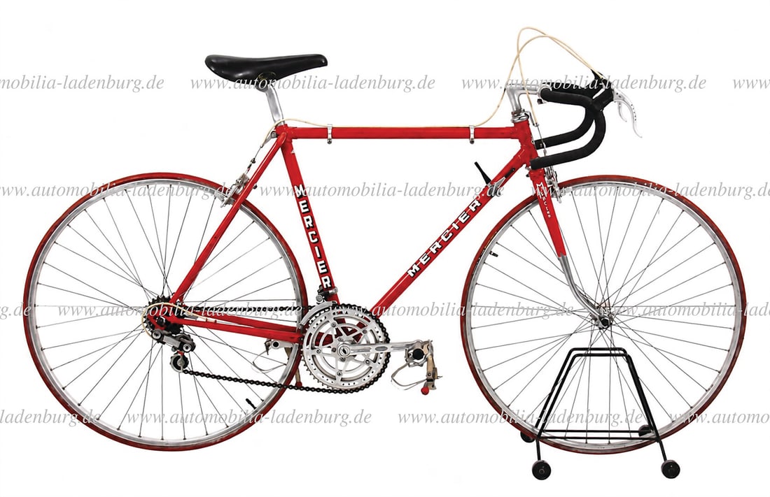 MERCIER ca. 1970s, Mercier road bike, with Reynolds-531 frame and fork, Tange headset, Stronglight: MERCIER ca. 1970s, Mercier road bike, with Reynolds-531 frame and fork, Tange headset, Stronglight crankset and chainrings, Mikashima / MKS pedals, Mavic MA2 rims, Pelissier hubs, Mafac brakes, CLB br