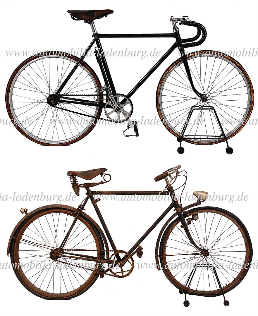 BSA / BARCELONA Mixed lot of 2 pieces, including BSA sports bike and Spanish everyday bike, ca.: BSA / BARCELONA Mixed lot of 2 pieces, including BSA sports bike and Spanish everyday bike, ca. 1930s-1960s. BSA with approx. 52cm frame height, black steel frame, BSA headset, Brooks saddle, Philippe