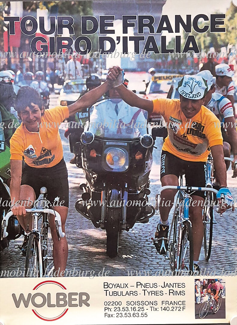 Mixed lot of 4 original racing bike posters, including "Wolber, Tour de France Giro d`Italia", (1 of 2)