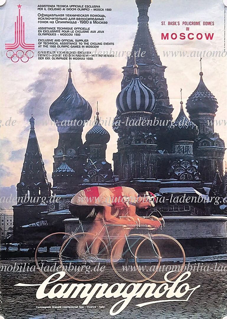 CAMPAGNOLO original Campagnolo advertising poster, "St. Basil`s policrome domes in MOSCOW" 1980, (1 of 1)