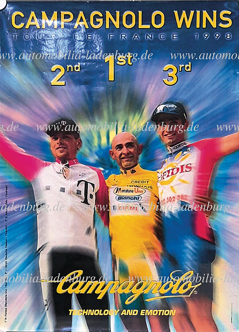 CAMPAGNOLO / TOUR DE FRANCE original Campagnolo Wins advertising poster, "Tour de France 1998", (1 of 1)