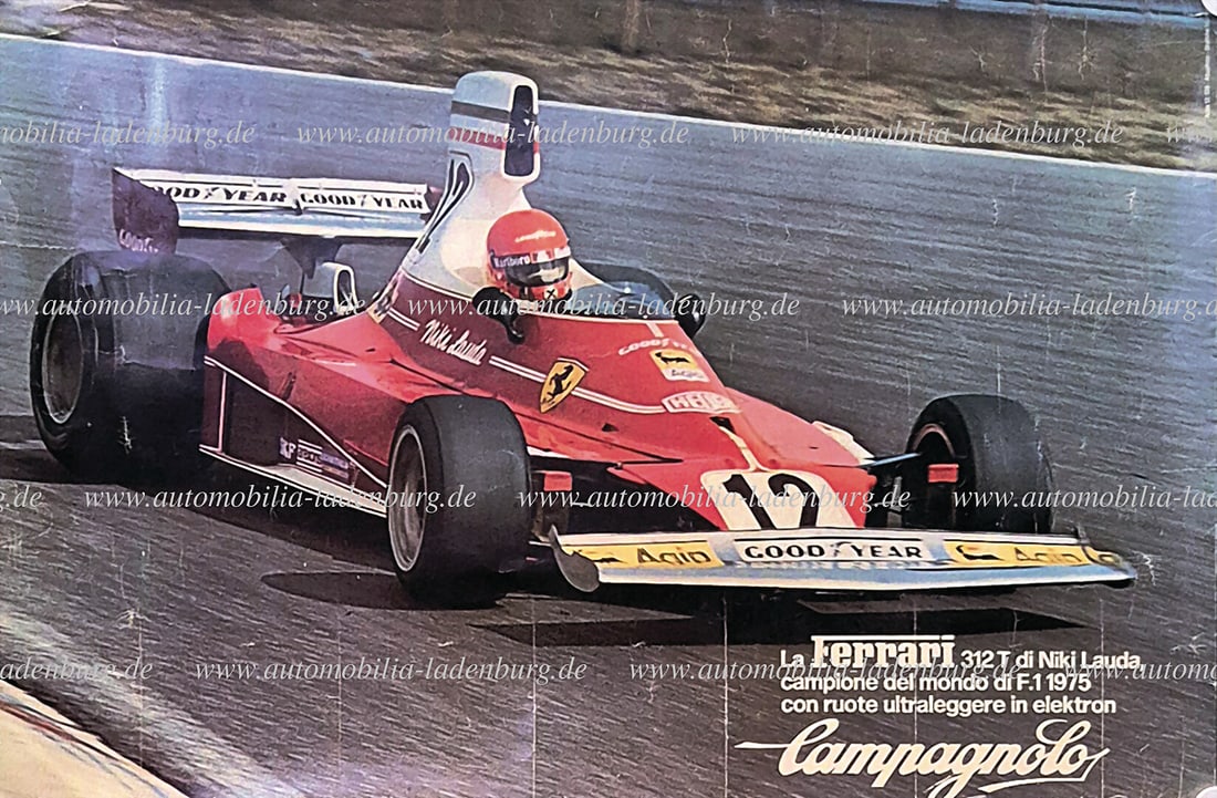 CAMPAGNOLO / FERRARI / LAUDA original Campagnolo advertising poster, "La Ferrari 312T di Niki Lauda, (1 of 1)