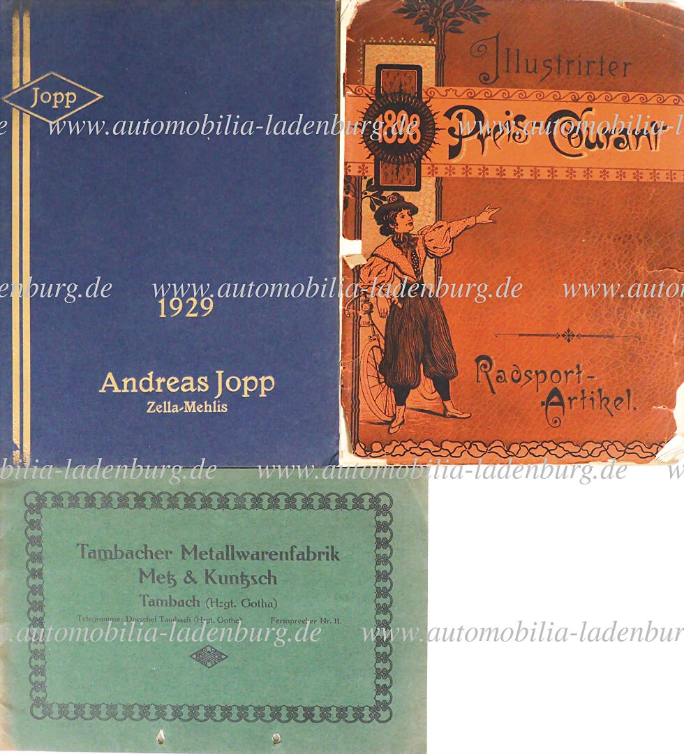 mixed lot 3-piece sales catalog, "Fahrradteilefabrik Zella-Mehlis"(founded 1881), Andreas Jopp, (1 of 1)