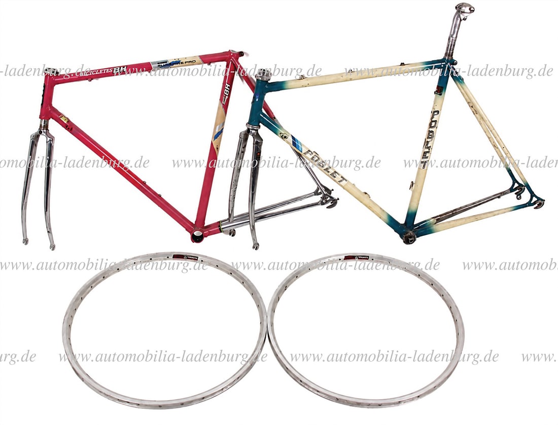 COLUMBUS / POBLET mixed lot of 4 pieces, including racing bike frame, "Columbus, Pons Miguel (1 of 1)