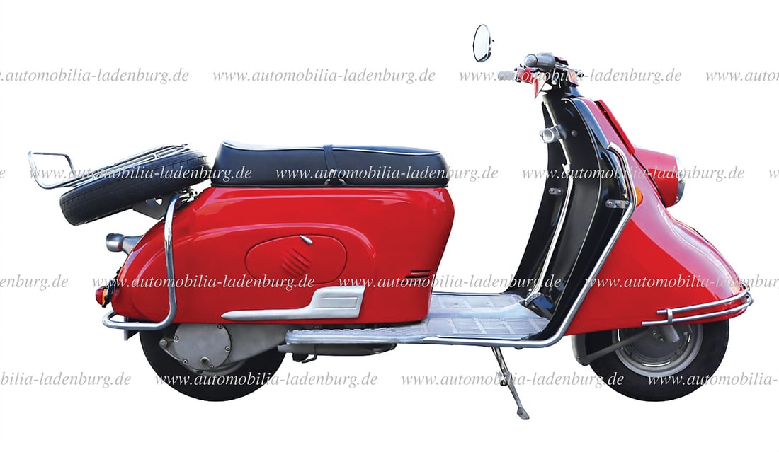 HEINKEL 1957, Heinkel Tourist, classic German touring scooter of the 1950s in original red (1 of 5)