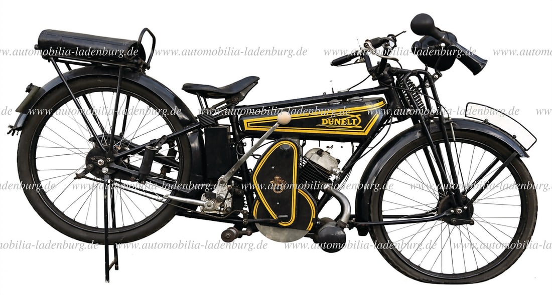 DUNELT original "Dunelt motorcycle", single-cylinder two-stroke engine with running boards, large (1 of 6)