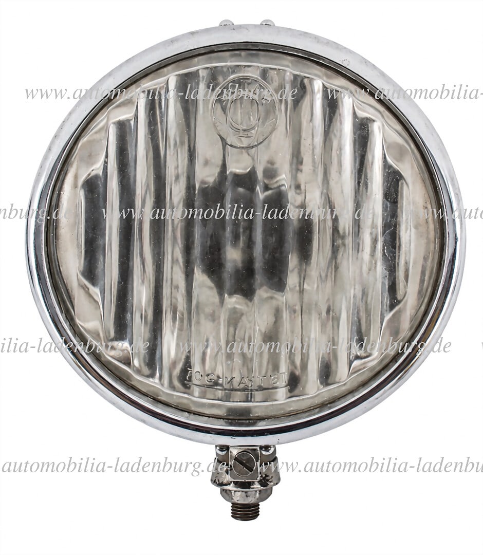 large NOTEK "Fog Master", fog/aux headlight, British Made, ca. 1930s-1940s, large version with: large NOTEK "Fog Master", fog/aux headlight, British Made, ca. 1930s-1940s, large version with original ribbed NOTEK glass, embossed housing arm "British Made", black painted metal housing, suitable f