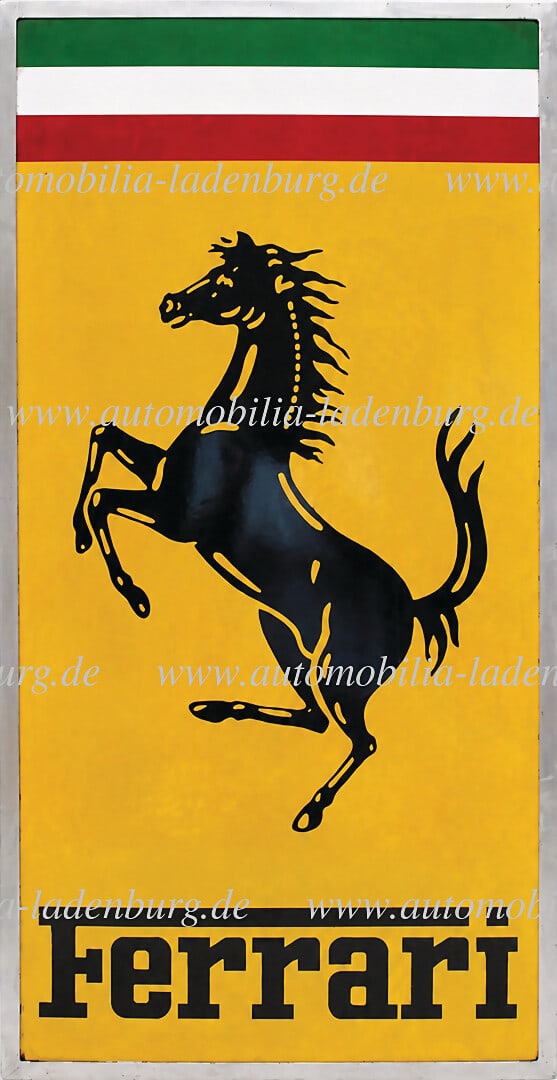FERRARI 50s/60s, original Ferrari enamel sign, with mounting frame, 87x45cm, rare German (1 of 1)