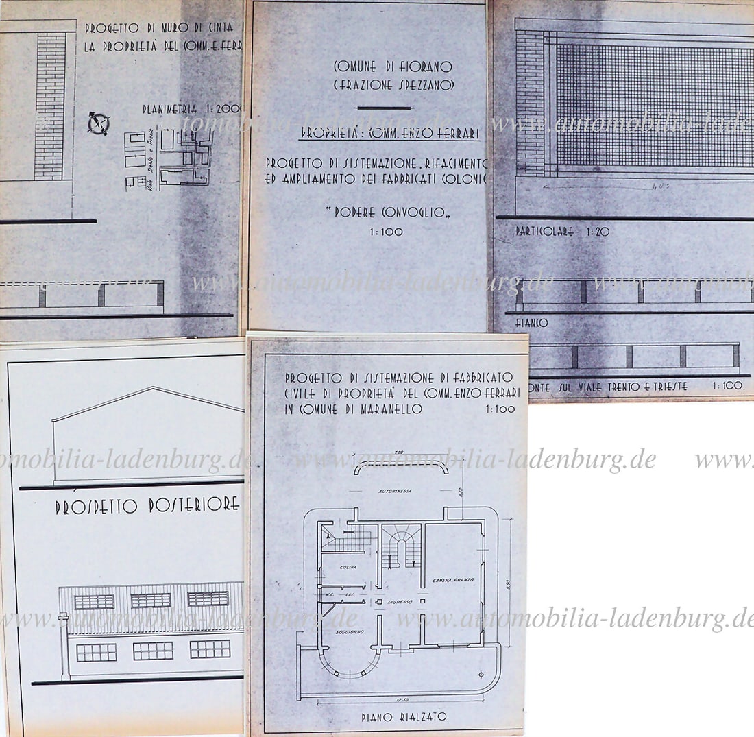 FERRARI Collection of 5 original blueprints, Enzo Ferrari private house and Scuderia Ferrari (1 of 1)