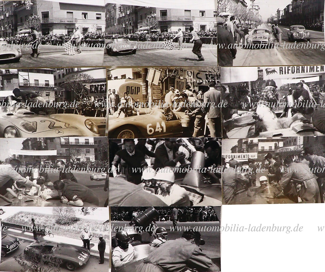 MILLE MIGLIA 1955, mixed lot of 11 original b/w photos, various cars refueling. cars refueling, (1 of 1)