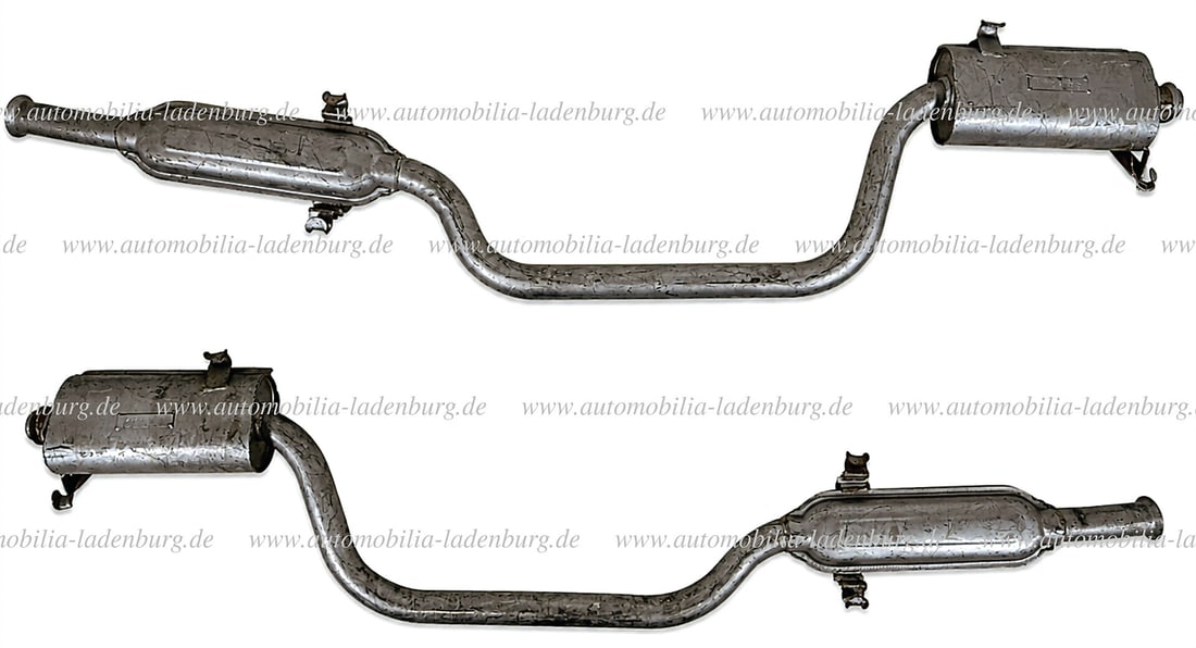 MASERATI NOS exhaust system right and left side for Maserati Kyalami, 1x "AM-12989702/S" and 1x "AM: MASERATI NOS exhaust system right and left side for Maserati Kyalami, 1x "AM-12989702/S" and 1x "AM 129-89702/D", with traces of storage German Description MASERATI NOS Auspuffanlage rechte und linke 