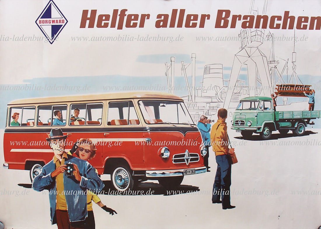 BORGWARD original advertising poster "Helfer aller Branchen" 59x83cm, minor tears and minimal holes, (1 of 1)