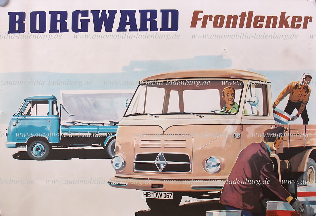 BORGWARD original advertising poster "Borgward Frontlenker", 59x83cm, tear at the left edge approx. (1 of 1)
