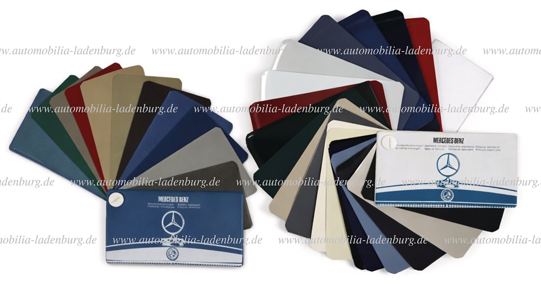MERCEDES-BENZ 1968, set of 2 paint sample cards Mercedes-Benz standard paint finishes with 20 paint (1 of 1)