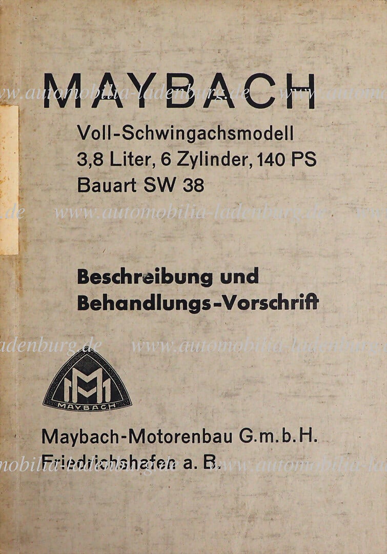 MAYBACH 1937, description and treatment instructions (operating instructions) Maybach full swing (1 of 1)