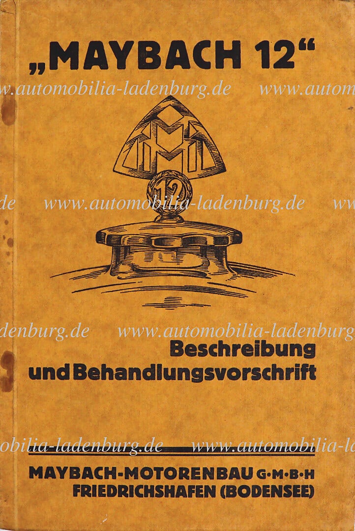 MAYBACH 1930, description and treatment instructions "Maybach 12", German text, good condition (1 of 1)
