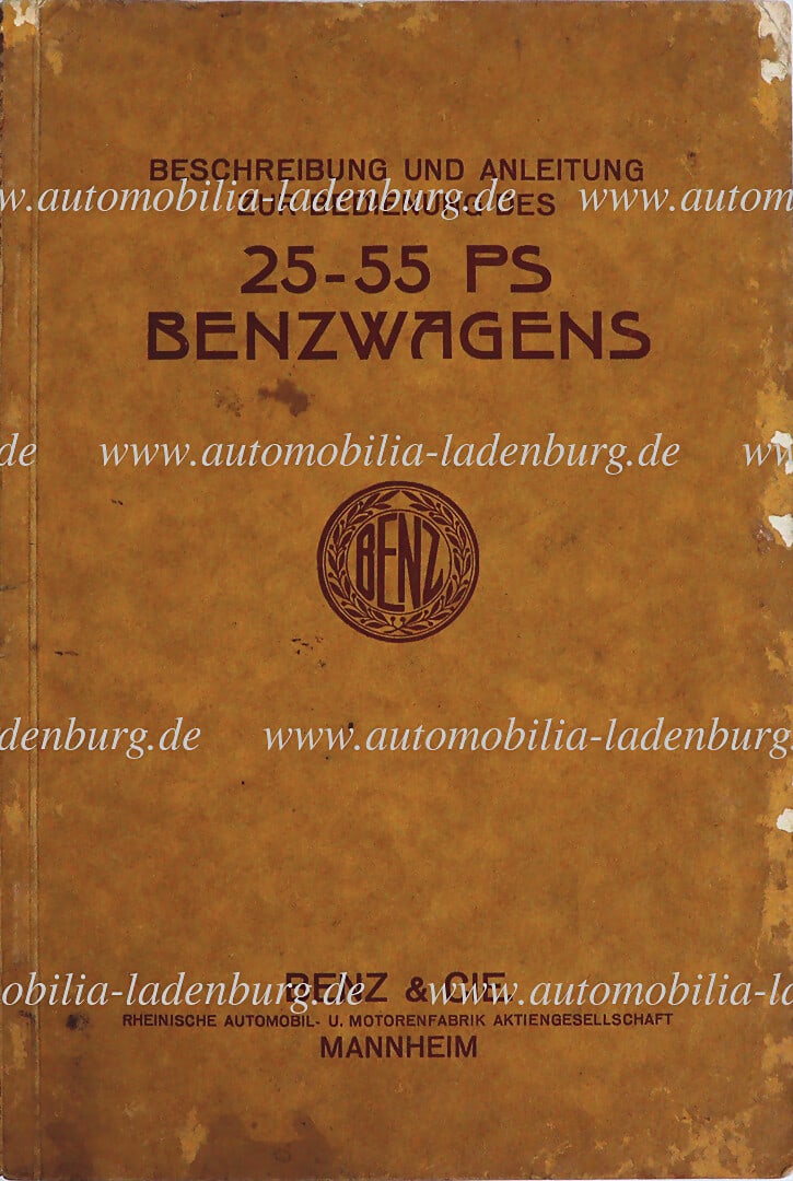 BENZ & CIE ca. 1916, description and instructions for operating the 25/55 hp Benz wagon (operating (1 of 1)