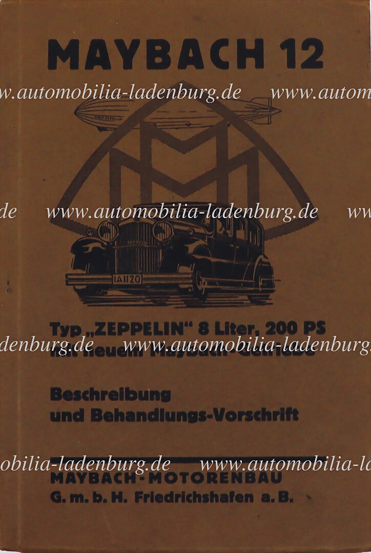 MAYBACH 1933, description and treatment regulation (operating instructions) Maybach 12, type (1 of 1)