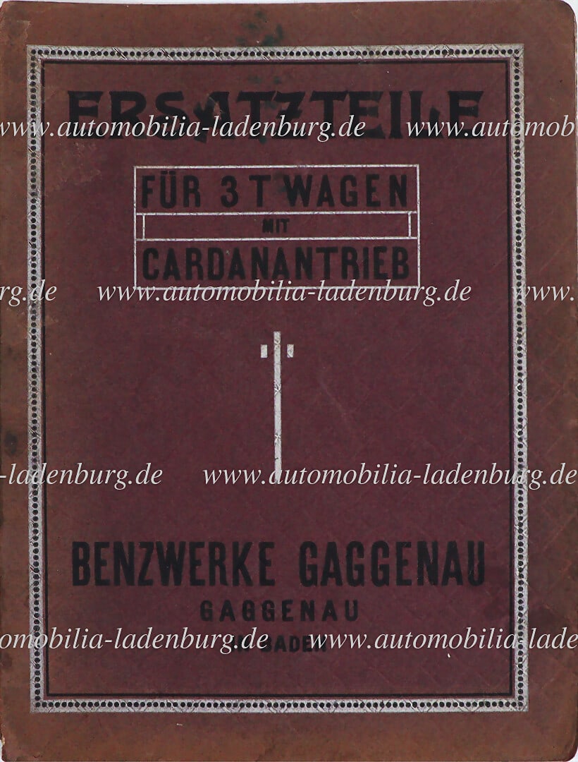 BENZ & CIE Benzwerke Gaggenau ca. 1909, spare parts list for 3 tons truck with Cardan drive, good: BENZ & CIE Benzwerke Gaggenau ca. 1909, spare parts list for 3 tons truck with Cardan drive, good condition according to age, rare German Description BENZ & CIE Benzwerke Gaggenau ca. 1909, Ersatzteil