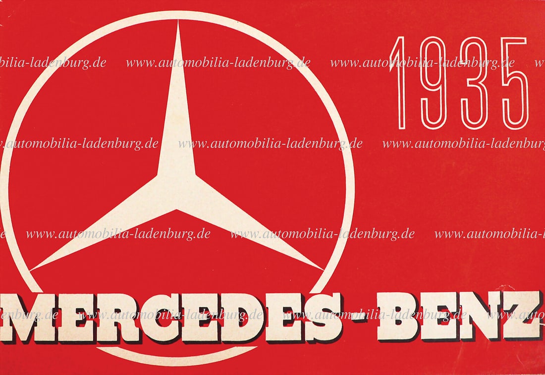 MERCEDES BENZ 1935, model program passenger cars, types 130, 150, 170, 200, 290, 500, 500K, 770, 32: MERCEDES BENZ 1935, model program passenger cars, types 130, 150, 170, 200, 290, 500, 500K, 770, 32 pages, minimal damage at the lower right cover, otherwise very good condition German Description MER