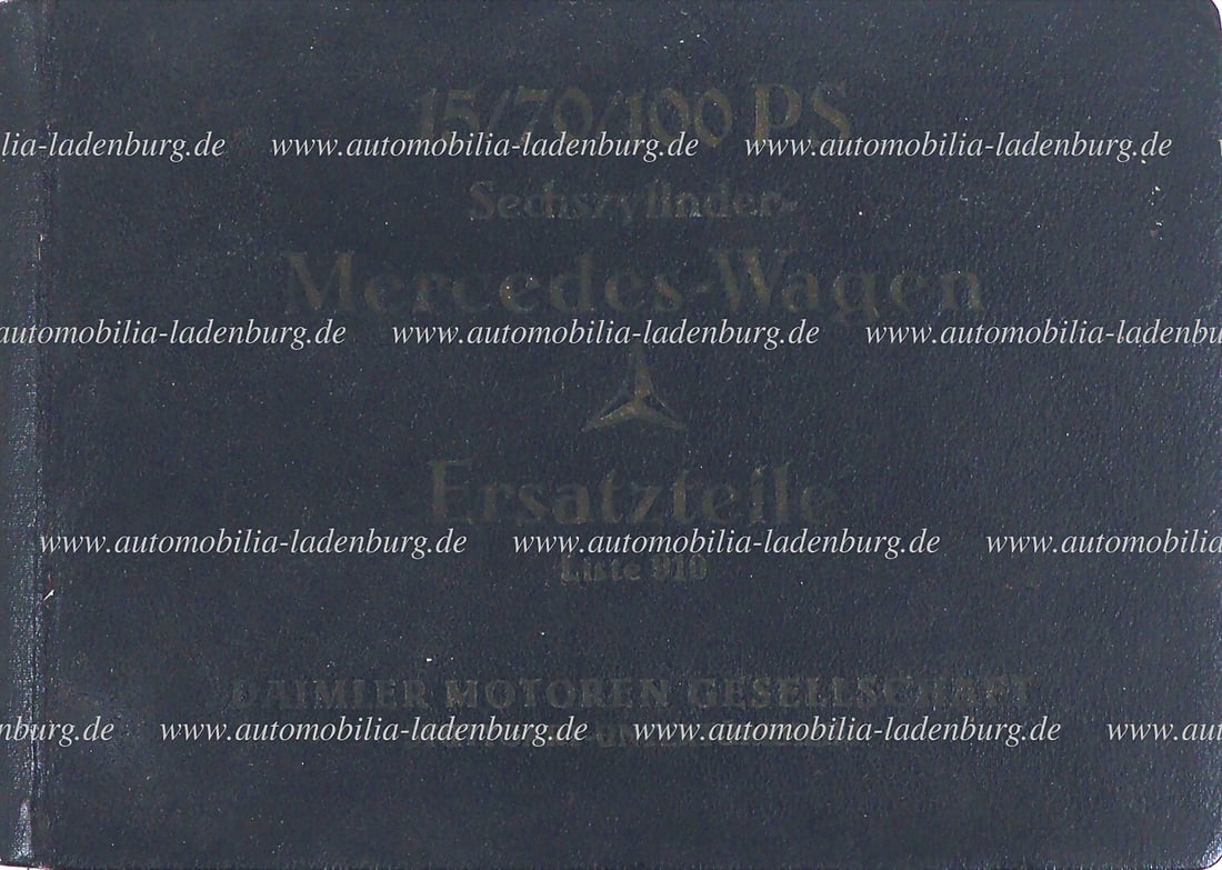 DAIMLER MOTORS COMPANY 1925, spare parts list for 15/70/100 hp six-cylinder Mercedes cars, leather (1 of 1)