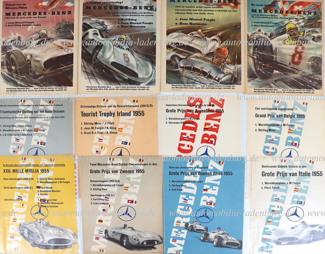 MERCEDES-BENZ 1954-55, mixed lot of 12 Din-A4 racing posters, including: Swiss Grand Prix 1954; (1 of 1)