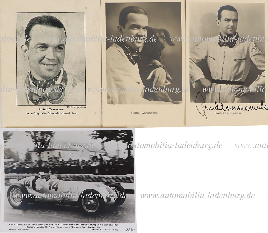 MERCEDES-BENZ / RUDOLF CARACCIOLA Hand-signed original b/w photo / photo postcard, signed by Rudolf (1 of 2)