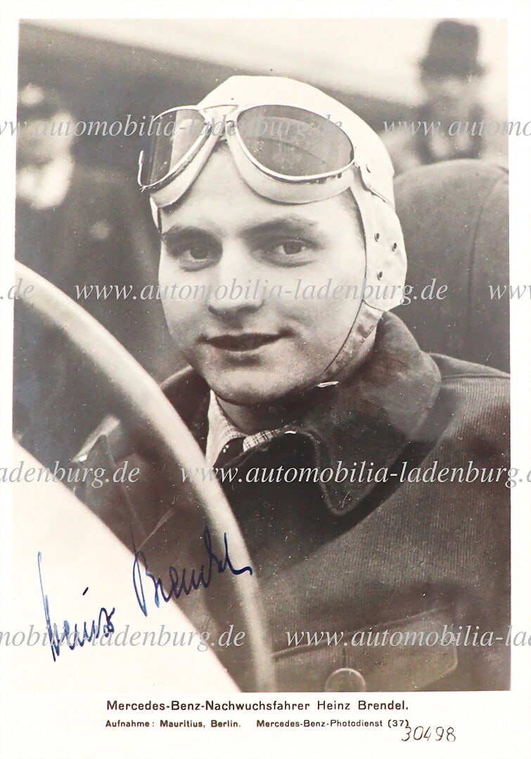MERCEDES-BENZ / HEINZ BRENDEL Hand-signed original b/w photo Mercedes-Benz young driver Heinz (1 of 2)