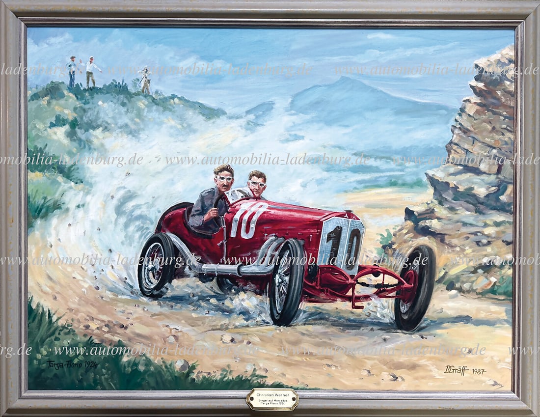 DAIMLER MOTORS COMPANY 1987, original acrylic painting "Christian Werner Sieger auf Mercedes Targa (1 of 1)