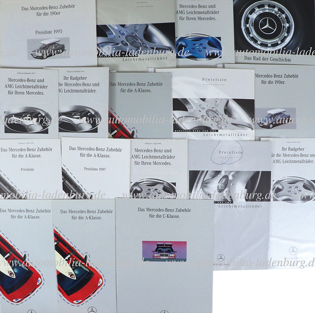 MERCEDES-BENZ Mixed lot 4 pcs. 3 archive folders with a total of approx. 140 catalogs/ brochures, (1 of 2)