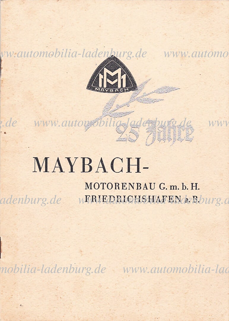 MAYBACH 1934, commemorative publication with speech by Dr. Ing. e.h. Karl Maybach, "25 years of (1 of 5)