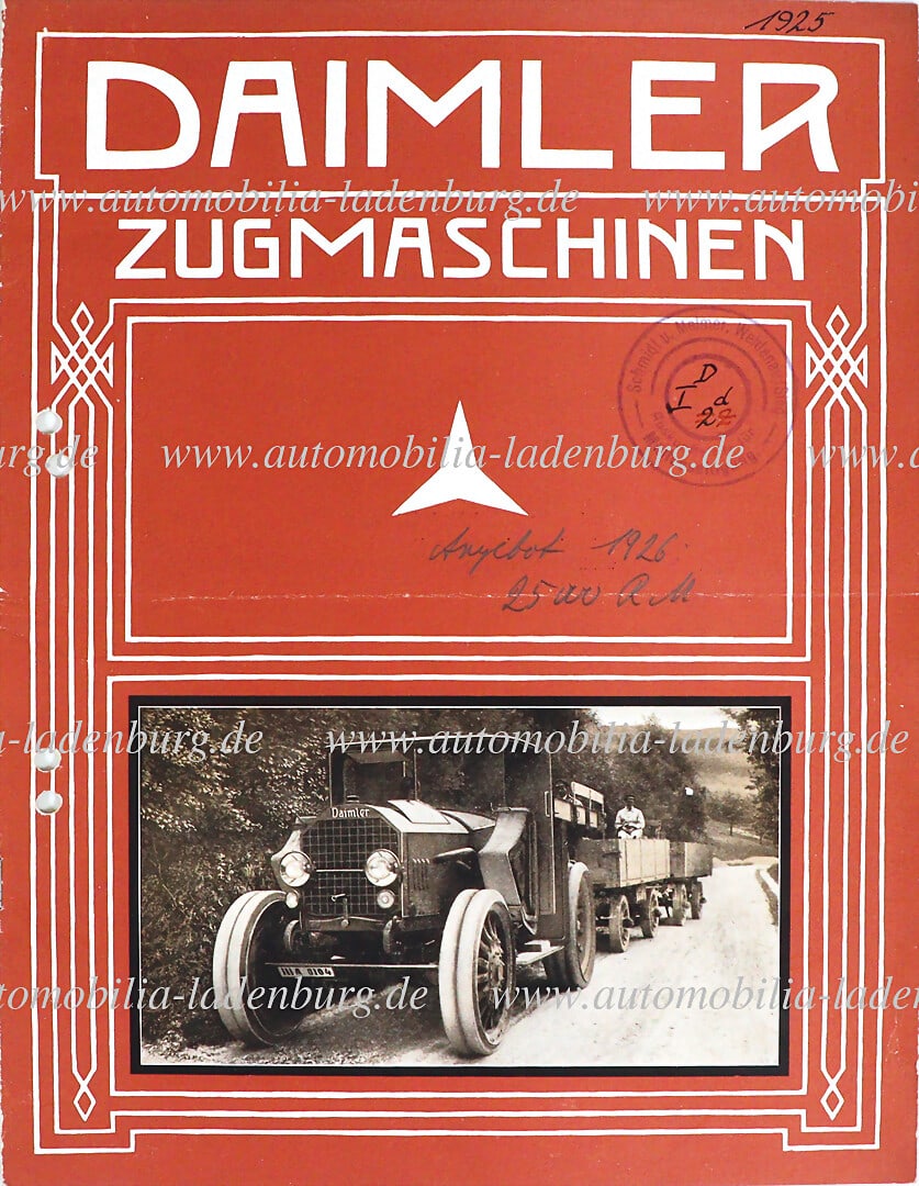 DAIMLER MOTORS COMPANY 1919, sales brochure "DAIMLER Zugmaschinen", 12 pages, perforated, good (1 of 1)
