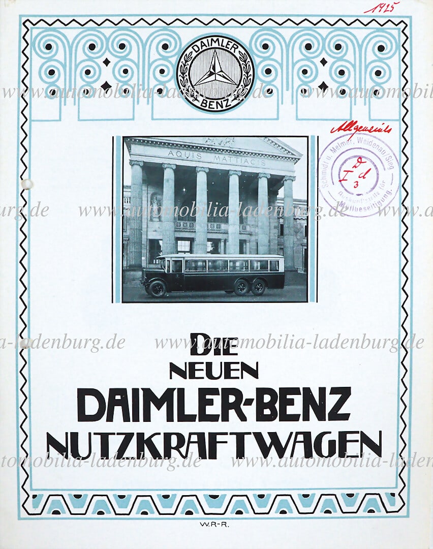 MERCEDES BENZ 1928, sales brochure " Die neuen Daimler Benz Nutzkraftwagen", 20 pages, perforated, (1 of 1)