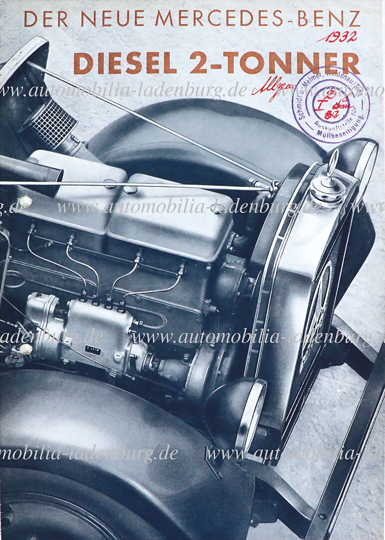 MERCEDES BENZ 1932, sales brochure "The new Mercedes Benz Diesel 2 Tonner", 12 pages, perforated, (1 of 1)