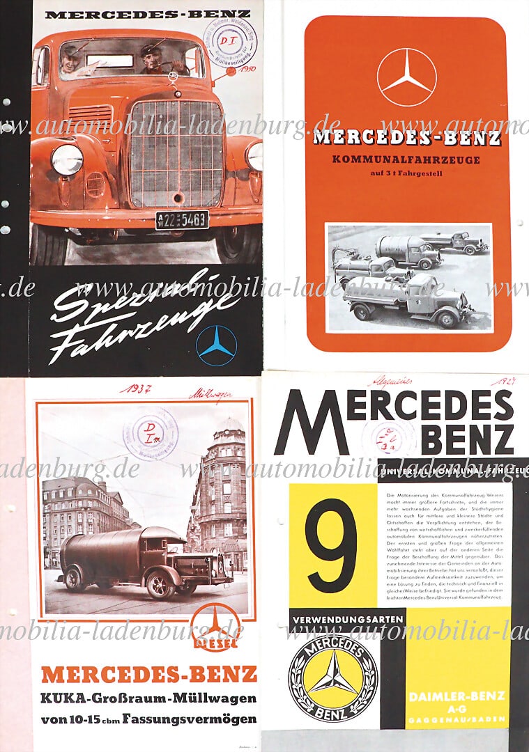 MERCEDES BENZ 20s/30s, mixed lot of 4 sales brochures, including Mercedes Benz universal municipal (1 of 1)