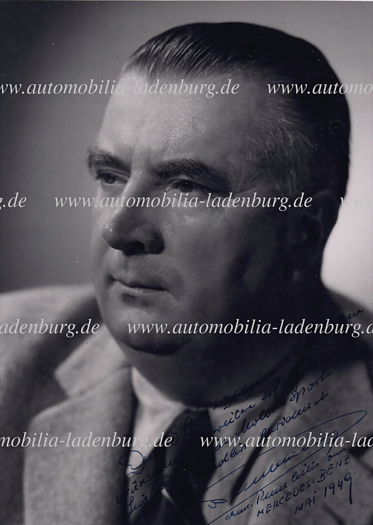 MERCEDES-BENZ signed original b/w photograph by Alfred Neubauer, signed with dedication, dated May (1 of 2)