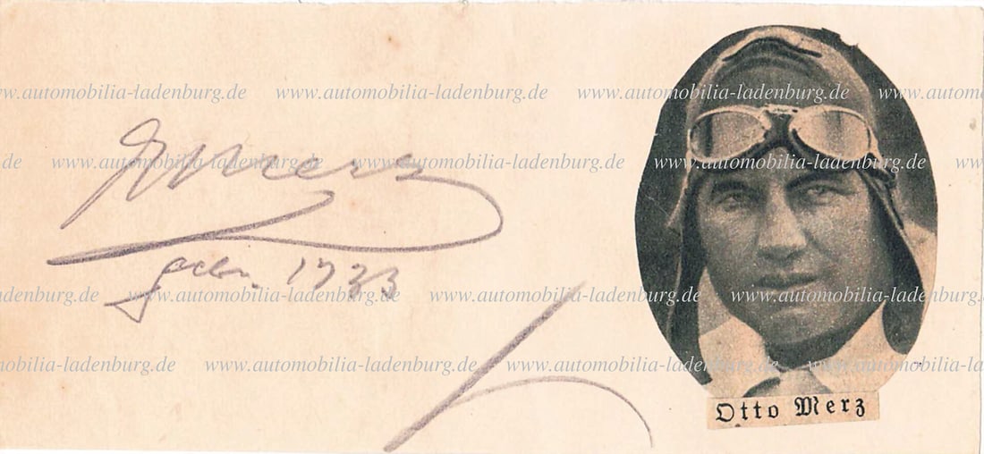 MERCEDES-BENZ 1933, hand signature on cover, Otto Merz, dated 1933, Merz had an accident in the 1933 (1 of 2)
