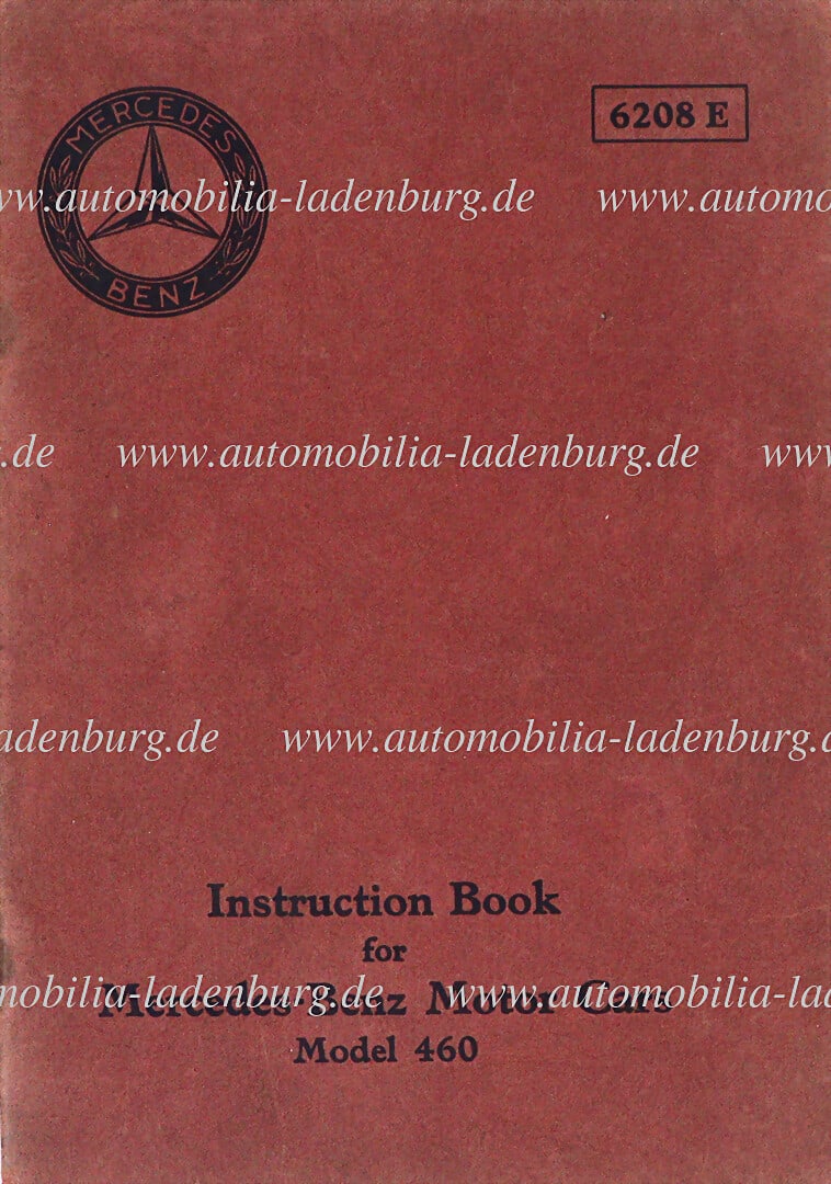 MERCEDES-BENZ 1928, operating instructions Mercedes-Benz type 460 "NÃ¼rburg", (6208E), (1 of 1)
