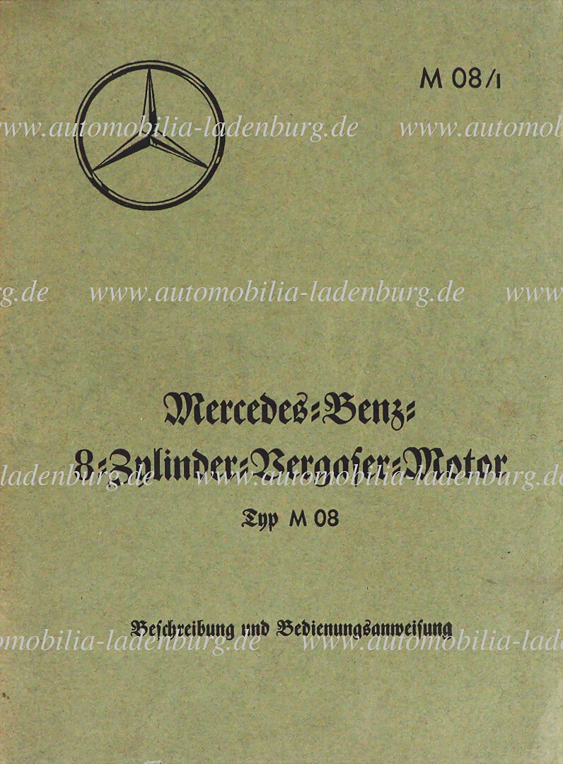 MERCEDES-BENZ Description and operating instructions Mercedes-Benz 8 cylinder carburetor engine type (1 of 1)