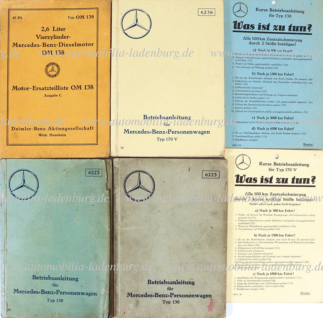 MERCEDES-BENZ mixed lot of 4 pieces, including 2 operating manuals 1934 / 1935 Mercedes-Benz type (1 of 1)