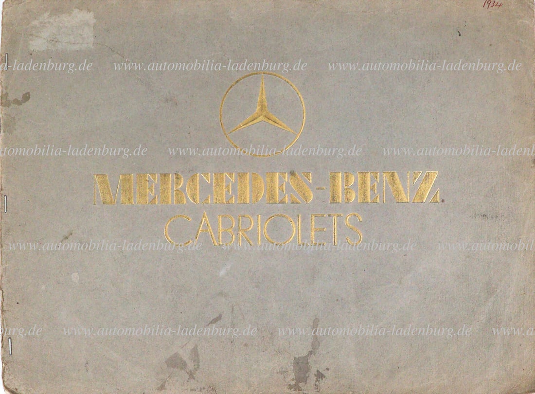 MERCEDES-BENZ c. 1934, sales catalog Mercedes Benz Cabriolets, type Mannheim, type 380, type SS, (1 of 2)