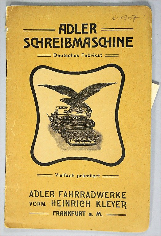 ADLER, sales catalog Adler typewriter 1907, inclusive: ADLER, sales catalog Adler typewriter 1907, inclusive motor two-wheelers and motor cars, 24 pages German Description ADLER Verkaufskatalog Adler Schreibmaschine 1907, inkl. Motor-ZweirÃ¤der und Moto