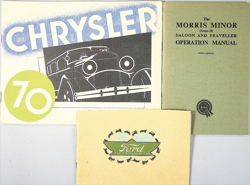 mixed lot of 3 pieces , No. 1: Chrysler 1924, sales: mixed lot of 3 pieces , No. 1: Chrysler 1924, sales folder Chrysler type 70, in English, No. 2: Ford sales catalog 1914, 30 pages, No. 3: Morris Minor, 2nd series "Operation Manual", all in good condi