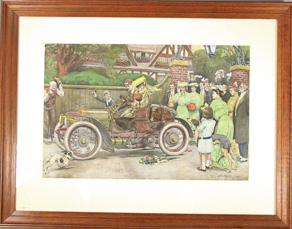 lithographed print, artist Walter Clark, framed in: lithographed print, artist Walter Clark, framed in passepartout, measurements without frames 31 x 44 cm, good condition German Description Lithographierter Druck, Künstler Walter Clark, eingerahmt im