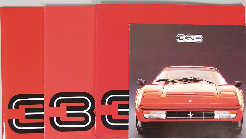 FERRARI 4 brochures Ferrari 328, good condition: FERRARI 4 brochures Ferrari 328, good condition German Description FERRARI 4 Prospekte Ferrari 328, guter Zust.