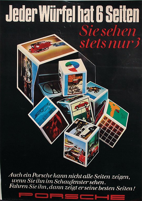 PORSCHE ADVERTISEMENT POSTER 1967, each cube has 6 (1 of 1)