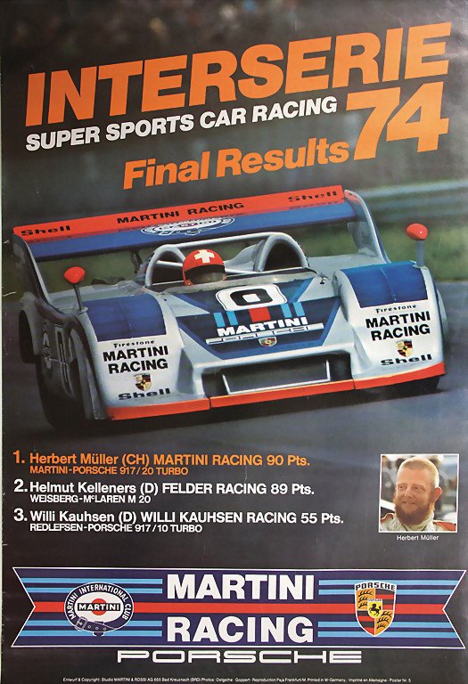 PORSCHE/MARTINI racing poster Interserie 1974, 100 x 79 (1 of 1)