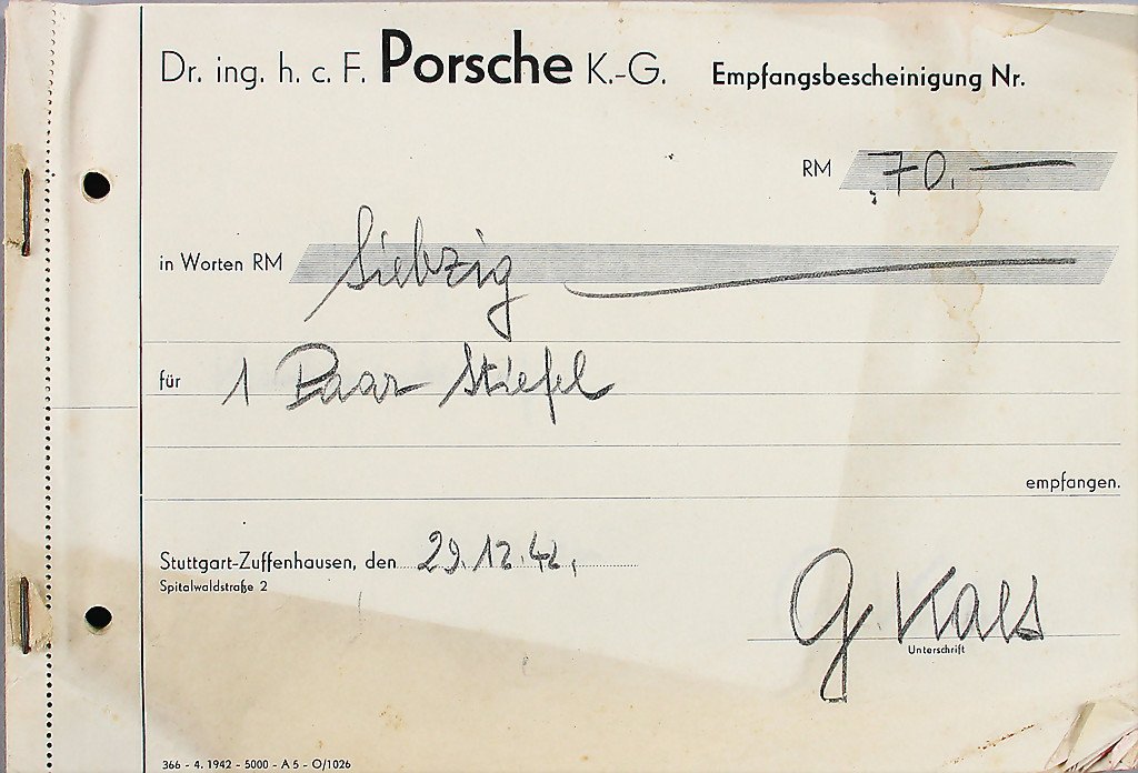PORSCHE Porsche KG, receipt book of the Dr. eng. H. c. (1 of 1)