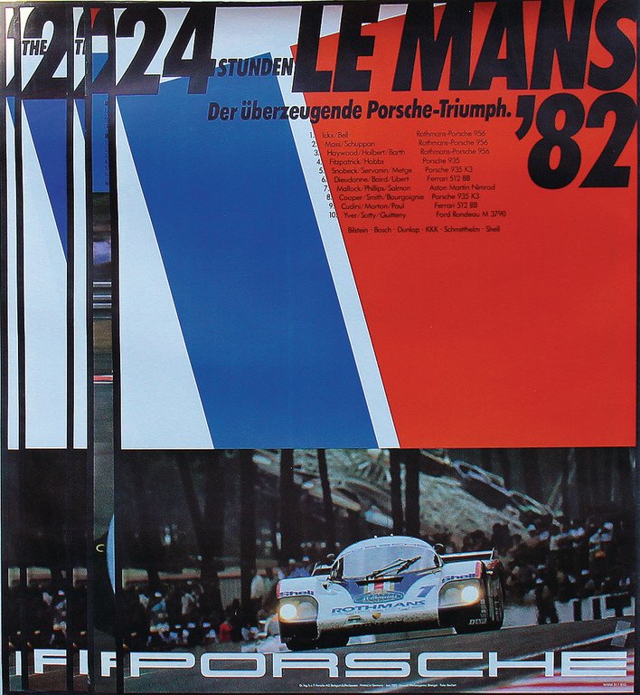 PORSCHE mixed lot of 5 pieces, racing posters, "4 x 24 (1 of 1)