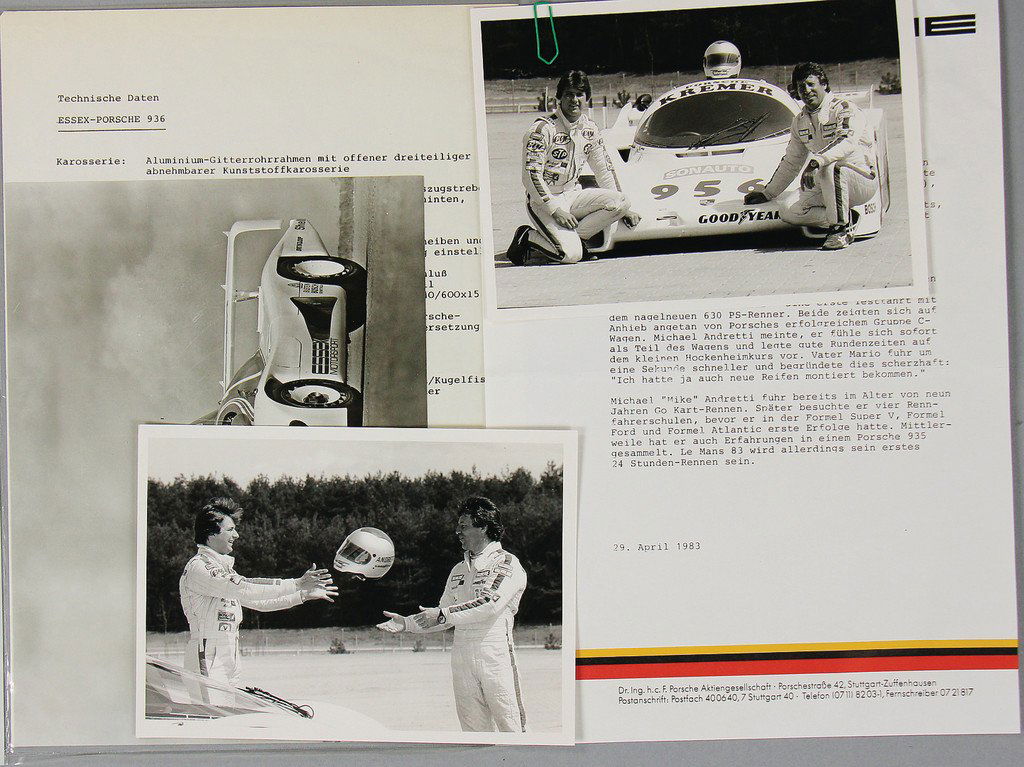 PORSCHE Essex-Porsche 936, technical data, 1 B/W photo, (1 of 1)